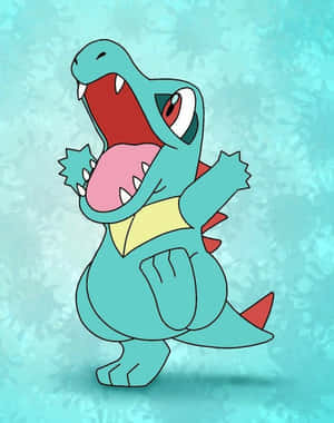 Totodile sobre fondo abstracto azul — Pokemon Fondos de pantalla