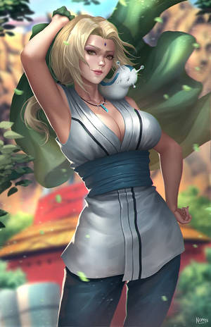 Tsunade posando al aire libre con Katsuyu — Naruto shippuden GIF Fondos de pantalla