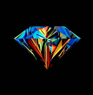 Fondo de pantalla genial de un diamante 3D grande y colorido brillando sobre un fondo negro. — GIF genial Fondos de pantalla