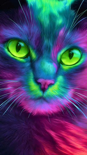 gato,felino,animal,mascota,vibrante,neón,brillo,colorido,iridiscente,psicodélico,fantasía,sueño,vívido,brillante,eléctrico,abstracto,artístico,digital,primer plano,retrato