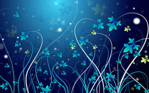 un fondo azul con flores y estrellas — Azul lindo Fondos de pantalla