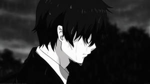 Fondo de pantalla de chico anime llorando bajo la lluvia