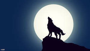 Fondo de pantalla simple de un lobo aullando a la luna llena