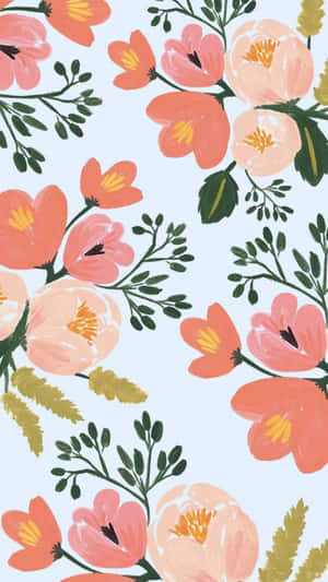 un patrón floral con flores rosas y naranjas — Flor iPhone Fondos de pantalla
