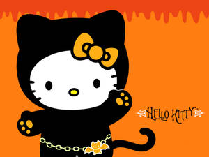 Fondo de pantalla de Hello Kitty Halloween Gato Negro Arte — Hello Kitty Halloween Fondos de pantalla