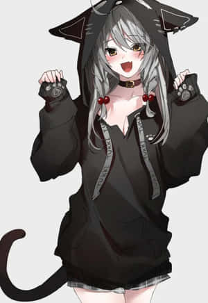 Imágenes de chica anime con sudadera con capucha — Chica anime con sudadera Fondos de pantalla