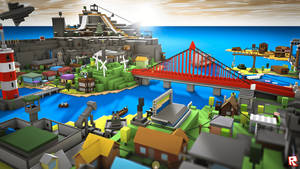 Fondo de pantalla 3D genial de la arquitectura de una ciudad en el videojuego Roblox.