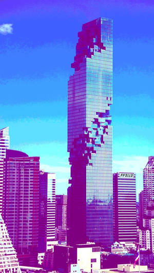 Fondo de pantalla estético genial de edificios modernos altos bajo un cielo azul.