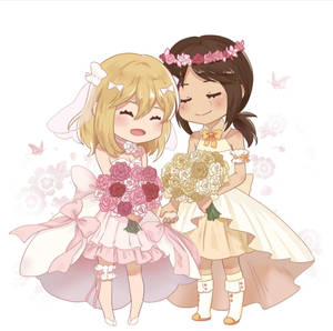 Fondo de pantalla de boda lésbica anime — Anime lesbiana Fondos de pantalla