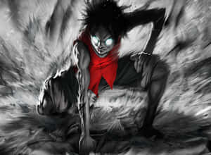 una imagen en blanco y negro de un hombre con camisa roja — Luffy Fondos de pantalla