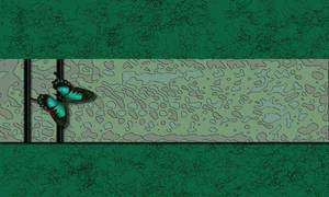 Obra de arte texturizada verde y blanca con una mariposa verde-negra fondo de pantalla.