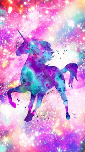 Unicornio Galáctico Sobre Fondo de Brillo