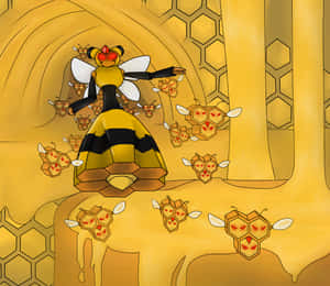Vespiquen Ordenando a Combee Atacar — GIF para móvil Fondos de pantalla