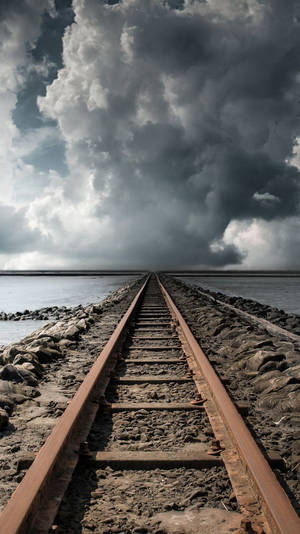 Vías de tren sobre el agua fondo de pantalla iPhone