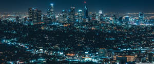 Fondo de pantalla ultra ancho de un paisaje urbano brillante en azul. — 3440x1440 Fondos de pantalla