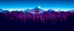 Fondo de pantalla de torre de vigilancia estética púrpura. — 2560x1080 Fondos de pantalla