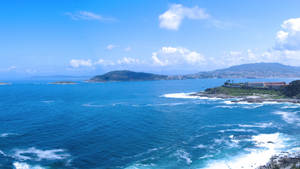 Fondo de pantalla de vista al océano de Baiona España — Vista al océano Fondos de pantalla