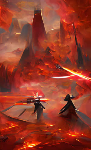 Vista espectacular del paisaje volcánico de Mustafar — OnePlus Pad Lite Fondos de pantalla