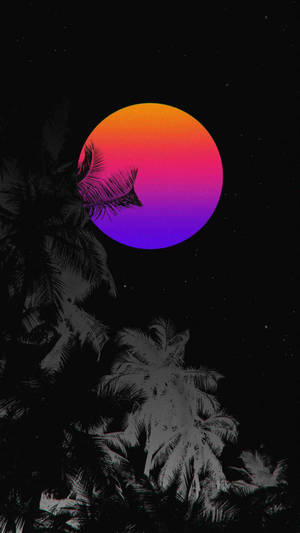 Fondo de pantalla de luna neón tricolor — Luna neón Fondos de pantalla