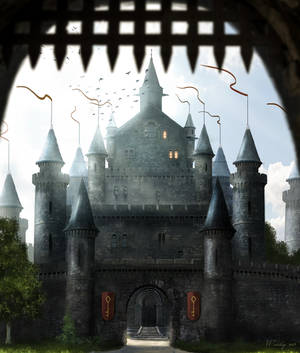 Fondo de pantalla de arte de fortaleza castillo medieval — Galaxy Z Fold Fondos de pantalla
