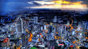 Fondo de pantalla de paisaje urbano de Kuala Lumpur con efectos filtrados