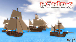 Increíble fondo de pantalla 3D de barcos piratas en el juego en línea Roblox.