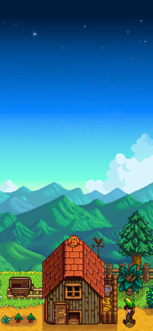 Fondo de pantalla de la casa 2D en la granja de Stardew Valley — iPhone 17 Pro Fondos de pantalla