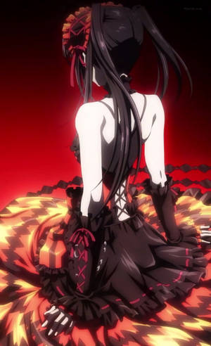 Waifu Anime Kurumi Tokisaki Vestido Rojo Estético — Anime kawaii Fondos de pantalla