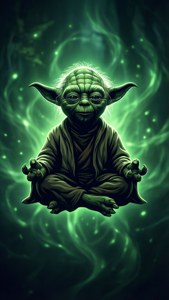 Fondo de pantalla vectorial de la silueta de Yoda con aura verde. — iPhone 5 Fondos de pantalla