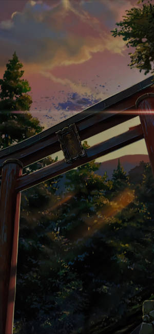 Your Name Iphone Torii Atardecer — Escena de anime GIF Fondos de pantalla