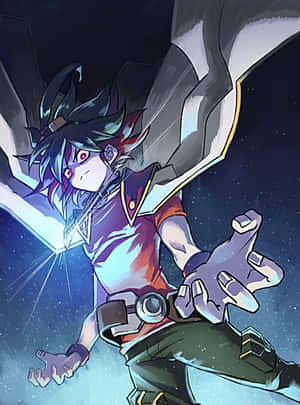 Yuya Sakaki en una pose dinámica con su atuendo de Duel Monsters — Kindle Fondos de pantalla